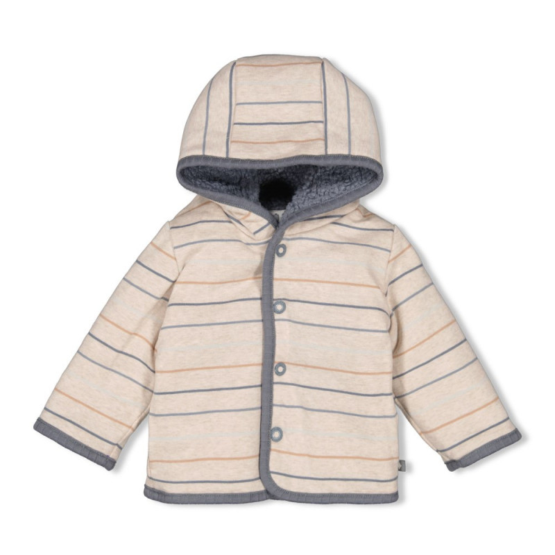 Feetje Bouclé omkeerbaar jasje met capuchon - Howdy Blauw