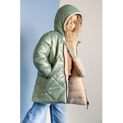 NoNo Betty Reversible Hooded Mid Long Jacket+ Bag Loden Frost Green