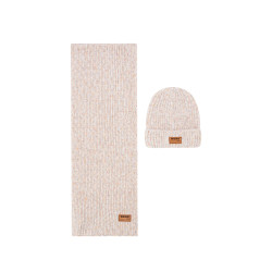 NoNo Raya Melange Knitted Scarf+ Hat set Champagne