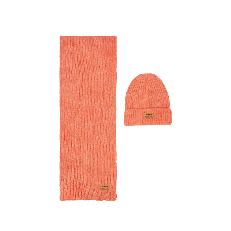 NoNo Raya Melange Knitted Scarf+ Hat set Blushy Cheeks