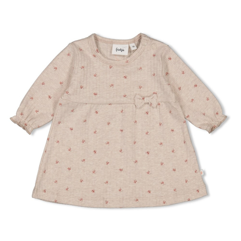 Feetje Jurk rib AOP - Morning Sun Taupe melange