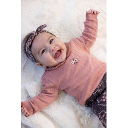 Feetje Longsleeve pointelle rib - Woodland Bloom Mauve