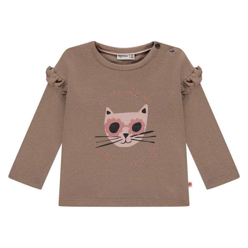 Babyface baby girls t-shirt long sleeve Sepia