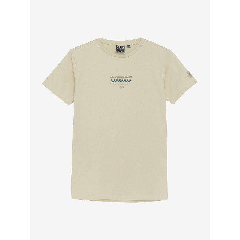 Indian Blue Jeans T-Shirt Chest Print  Sand