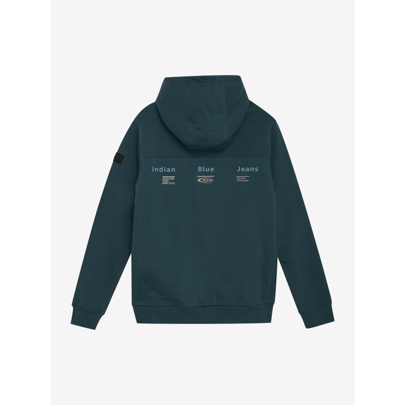 Indian Blue Jeans Hoodie Chest & Backprint Green