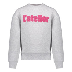 Geisha Kids Sweater atelier grey melange/fuchsia