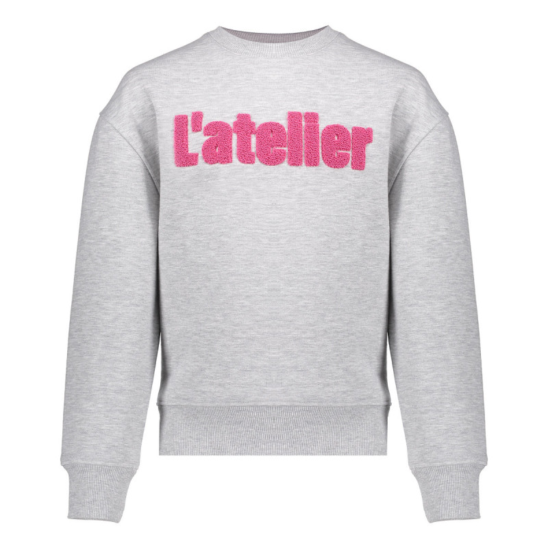 Geisha Kids Sweater atelier grey melange/fuchsia