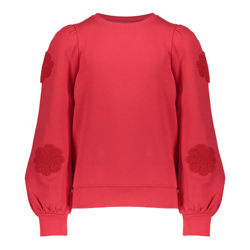 Geisha Kids Sweater flowers at sleeve red