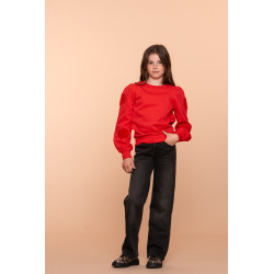 Geisha Kids Sweater flowers at sleeve red