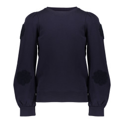 Geisha Kids Sweater flowers at sleeve navy