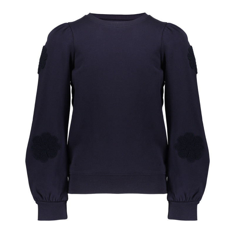 Geisha Kids Sweater flowers at sleeve navy
