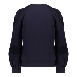 Geisha Kids Sweater flowers at sleeve navy