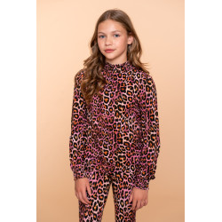 Geisha Kids Top ls AOP pink panter fuchsia/black