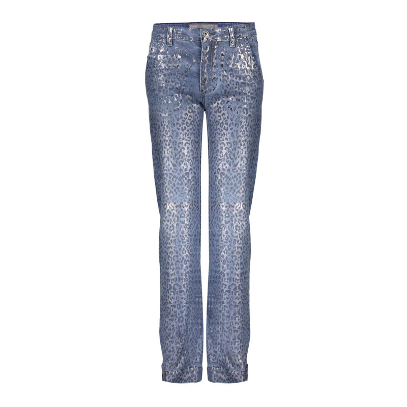 Geisha Kids Jeans leopard print coated blue denim printed coated