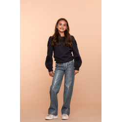 Geisha Kids Jeans leopard print coated blue denim printed coated