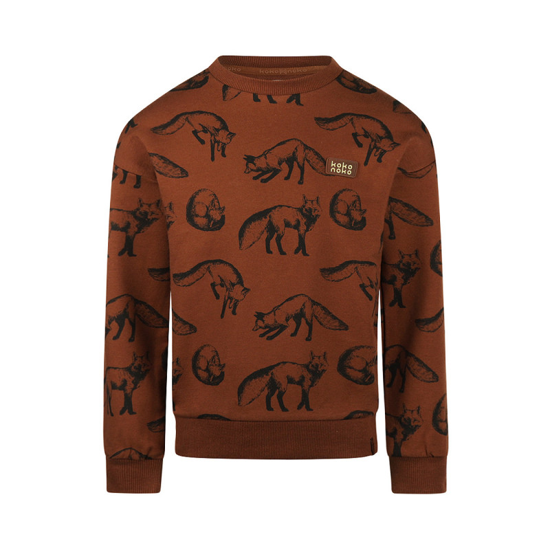 Koko Noko Sweater dropped shoulder with crewneck Brown