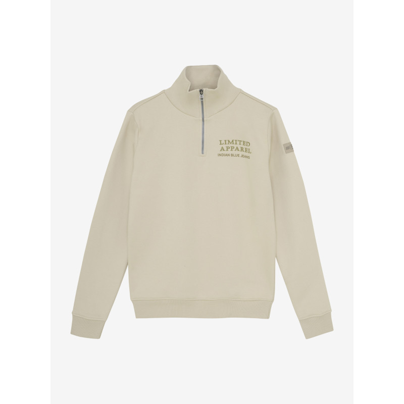 Indian Blue Jeans Sweater Zip Collar Print Sand