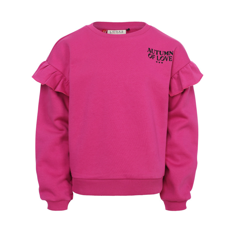 LOOXS Little sweater with ruffles magenta pink