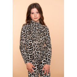 Geisha Kids Top ls AOP panter black/sand
