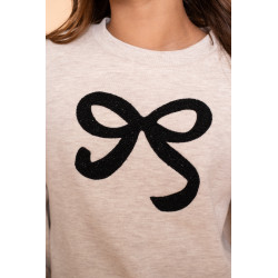 Geisha Kids Sweat bow beige melange / black