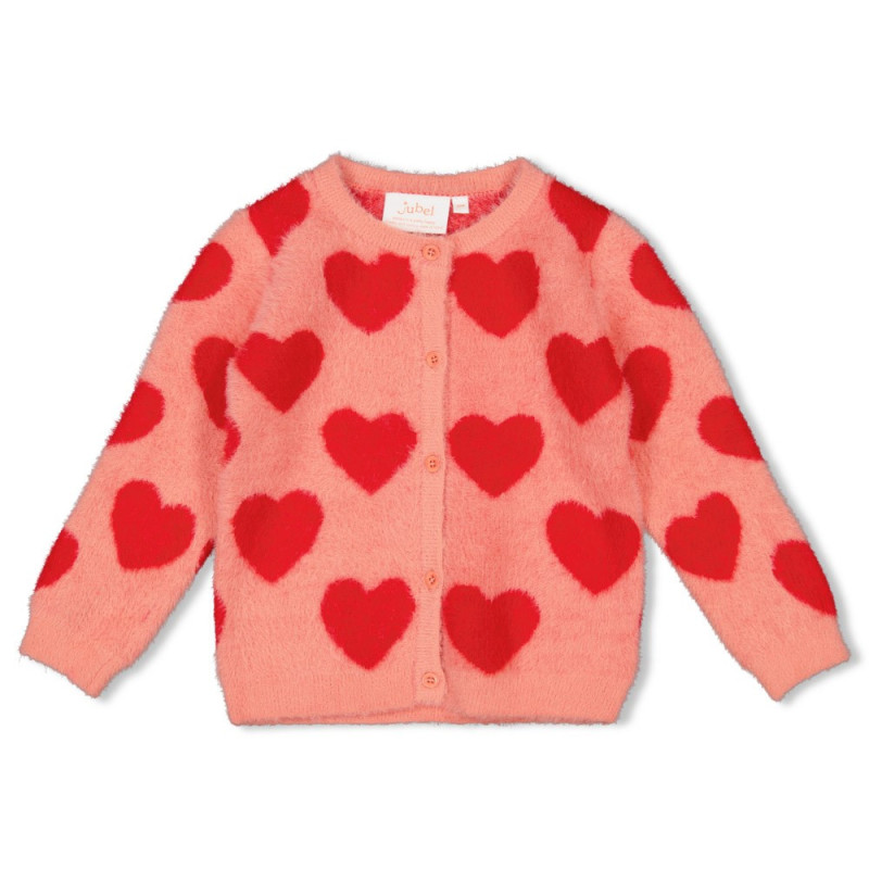 Jubel Vest gebreid AOP - Queen Of Hearts l.Roze