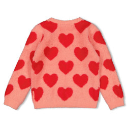Jubel Vest gebreid AOP - Queen Of Hearts l.Roze