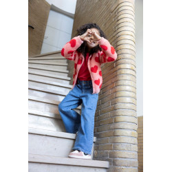 Jubel Vest gebreid AOP - Queen Of Hearts l.Roze