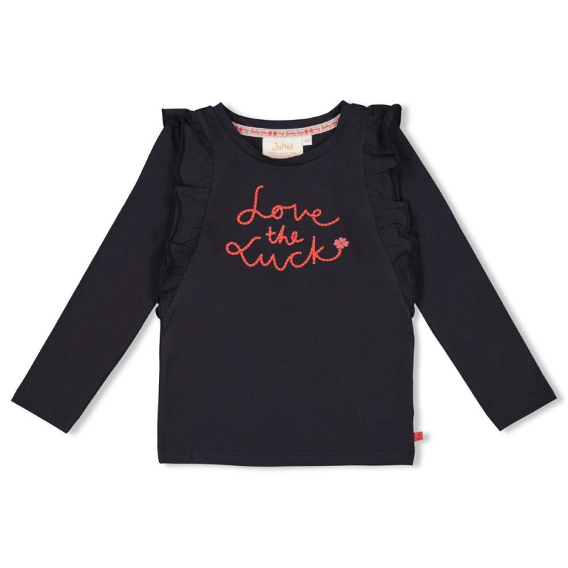Jubel Longsleeve ruches - Queen Of Hearts Antraciet