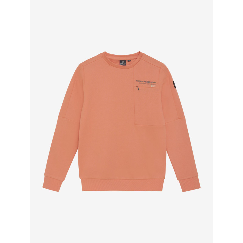 Indian Blue Jeans Sweater Chest Print Brushed Orange