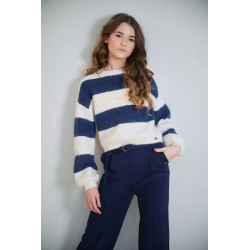 NoBell' Kate Colorblock Knitted Sweater Navy Blazer