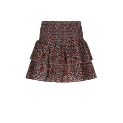 NoBell' Nika Smocked layered skirt Animal Brown