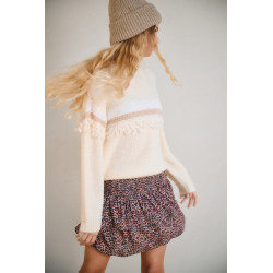 NoBell' Nika Smocked layered skirt Animal Brown