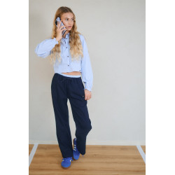 NoBell' Tikky Striped cropped blouse Bright Sky