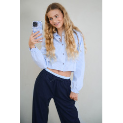 NoBell' Tikky Striped cropped blouse Bright Sky