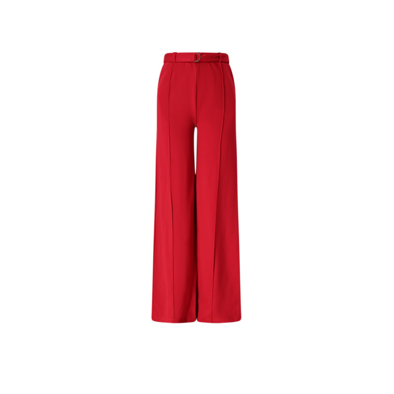 NoBell' Salet Wide Leg Interlock Pants with belt Ruby Red