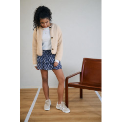 NoBell' Kobra Melange Rib Top with slit at back Pearled Ivory