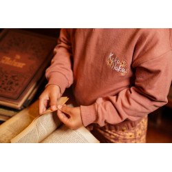 Koko Noko Sweater dropped shoulder with hood  Dark old pink