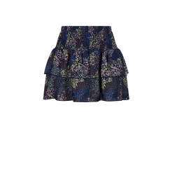 NoNo Nika Denim Flower Smocked layered skirt Navy Blazer