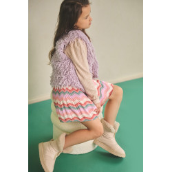 NoNo Nulan Plissee Zigzag AOP Skirt Sand Blush