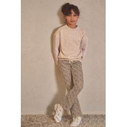 NoNo Sady AOP Rib Jersey Flared Pants Pearled Ivory