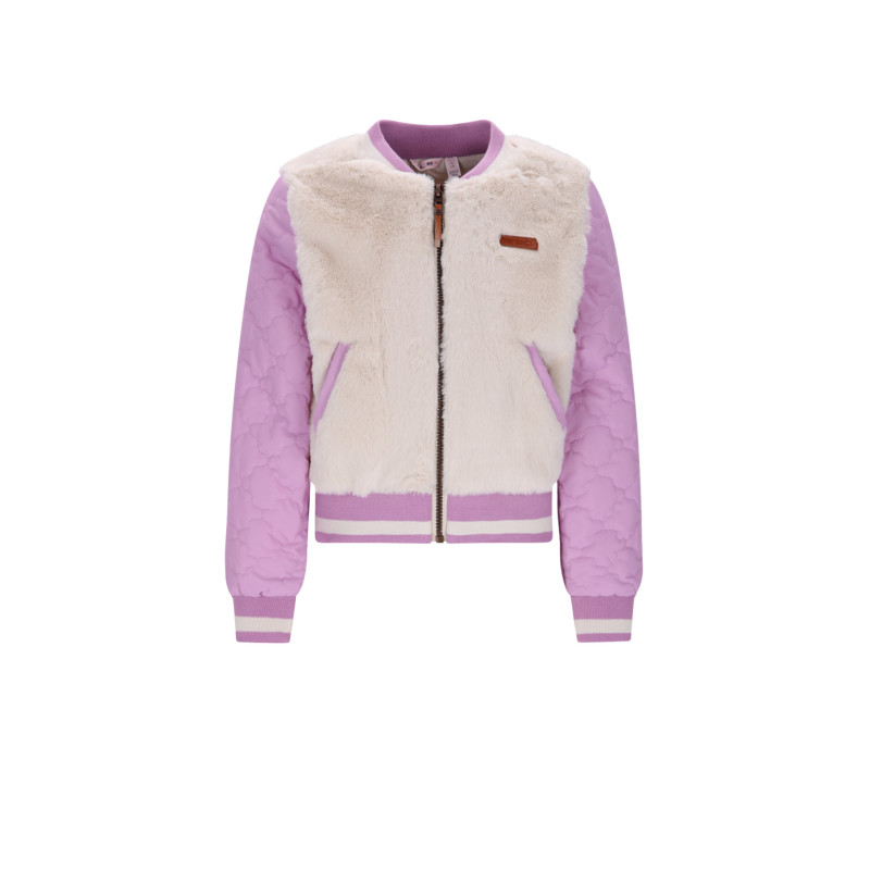 NoNo Doris Stepped Jacket with Fur Lupine Lilac