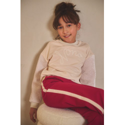 NoNo Konono Sweater with velvet contrast sleeves Pearled Ivory