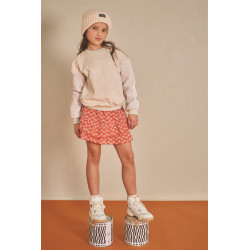 NoNo Konono Sweater with velvet contrast sleeves Pearled Ivory