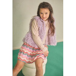 NoNo Kath Long Hair Fur Gilet Lupine Lilac