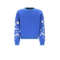 NoNo Konono Furry Sweat with Sleeveprint Nautical Blue