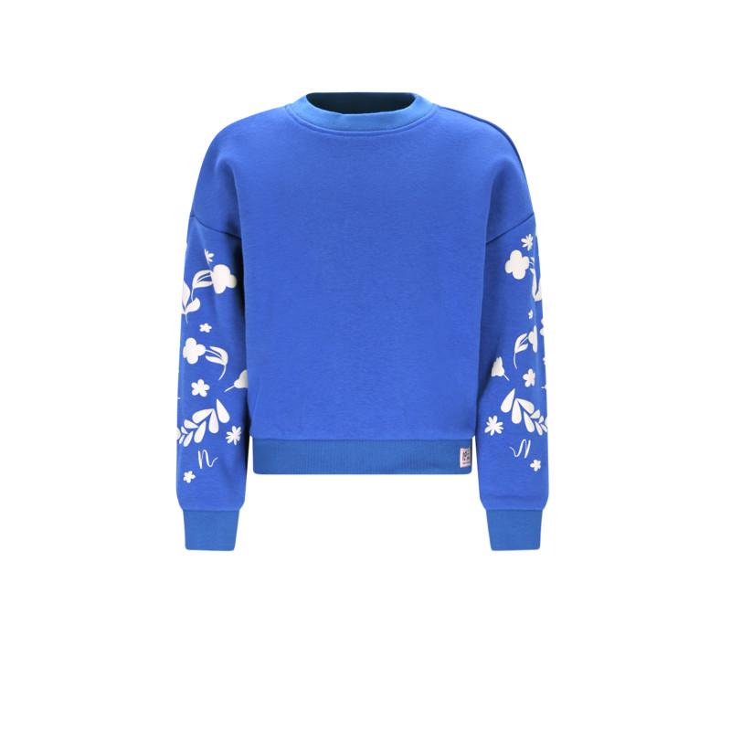NoNo Konono Furry Sweat with Sleeveprint Nautical Blue