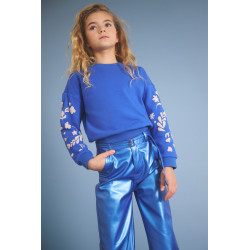 NoNo Konono Furry Sweat with Sleeveprint Nautical Blue