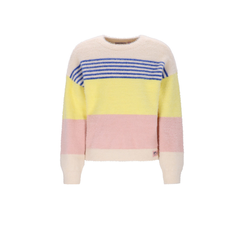 NoNo Kendra Fluffy Striped Sweater Pearled Ivory