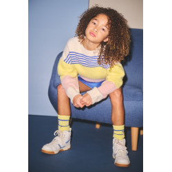 NoNo Kendra Fluffy Striped Sweater Pearled Ivory