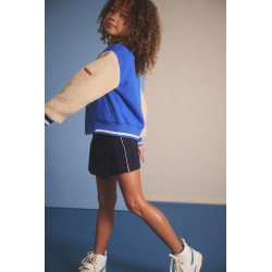 NoNo Darsy Furry Sweat Varsity Jacket Nautical Blue